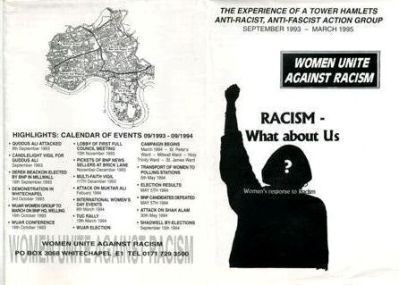 A leaflet for Women Unite Against Racism.
